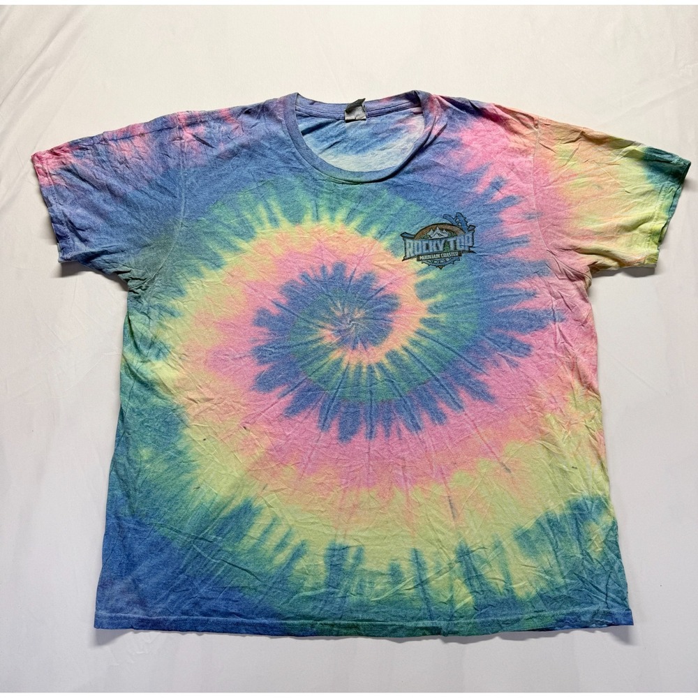 Yazbek T Shirt Mens 2XL Multicolor Tie Dye Rocky Top Mountain Coaster Cotton